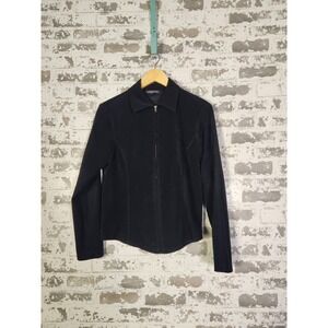 Vintage Harold's‎ Faux Suede Jacket Size 10 Black Full Zip Classic Fitted 90s